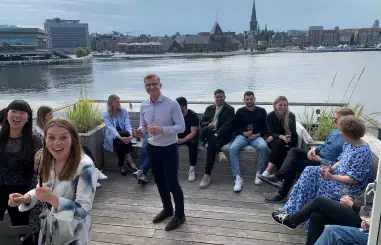 The team taking in the majestic view of Aarhus from the waterfront